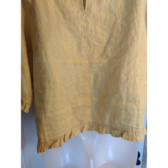 Cynthia Rowley Top Mustard Yellow Linen Cropped Sz M - Picture 7 of 9